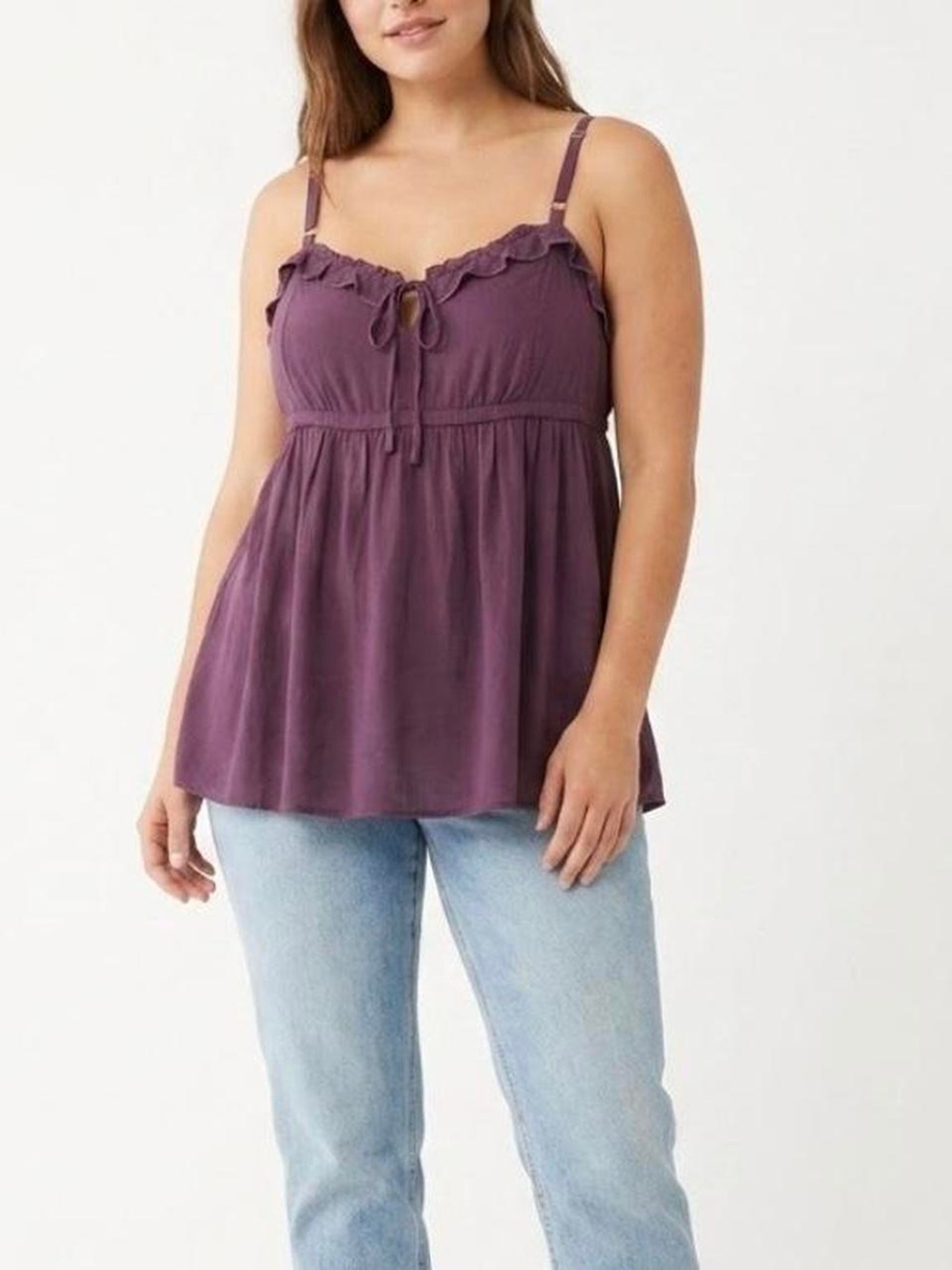 💫2/$25 • Torrid Plum Tie-Front Ruffle Cami Top